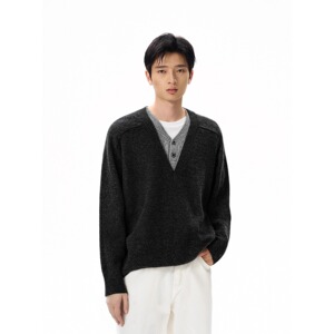 【网13】秋冬款情侣假两件针织衫男装外套A079-M5346-P60图片