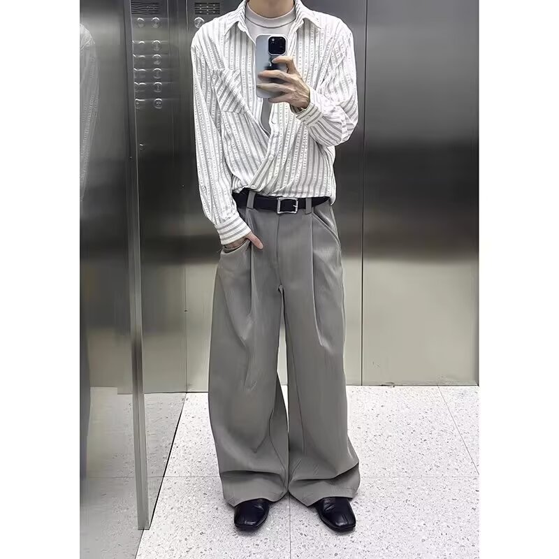 【65】竖条纹衬衫男宽松休闲长袖衬衣潮A079-CS591-P39,男装衬衫,电商A079
