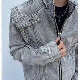 【240】短款牛仔夹克男女新款做旧立领做旧上衣A079-JK321-P69，男装夹克，电商A079
