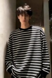 [003]古条纹圆领长袖T恤男女潮牌情侣宽松百搭上衣A079-ET52-P37，男装T恤，电商A079