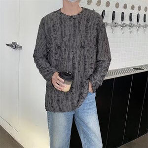 【网59】25圆领破洞长袖男女复古做旧宽松T恤A079-695-P28图片