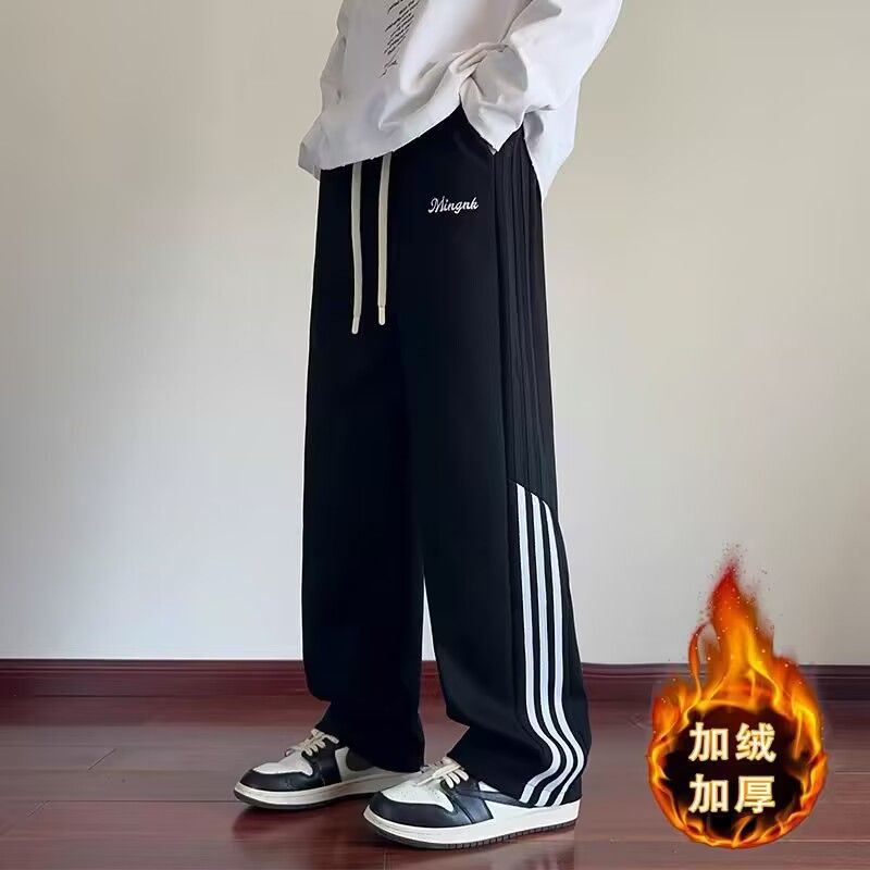 【网160】大码卫裤男加绒加厚撞色条纹运动裤A079-K02-P47-49,男装休闲裤,电商A079