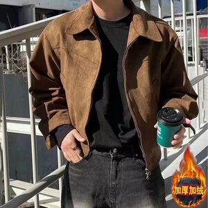 【网14】短款宽松翻领加绒拉链A079-JK33-常规58加绒68,男装卫衣,电商A079