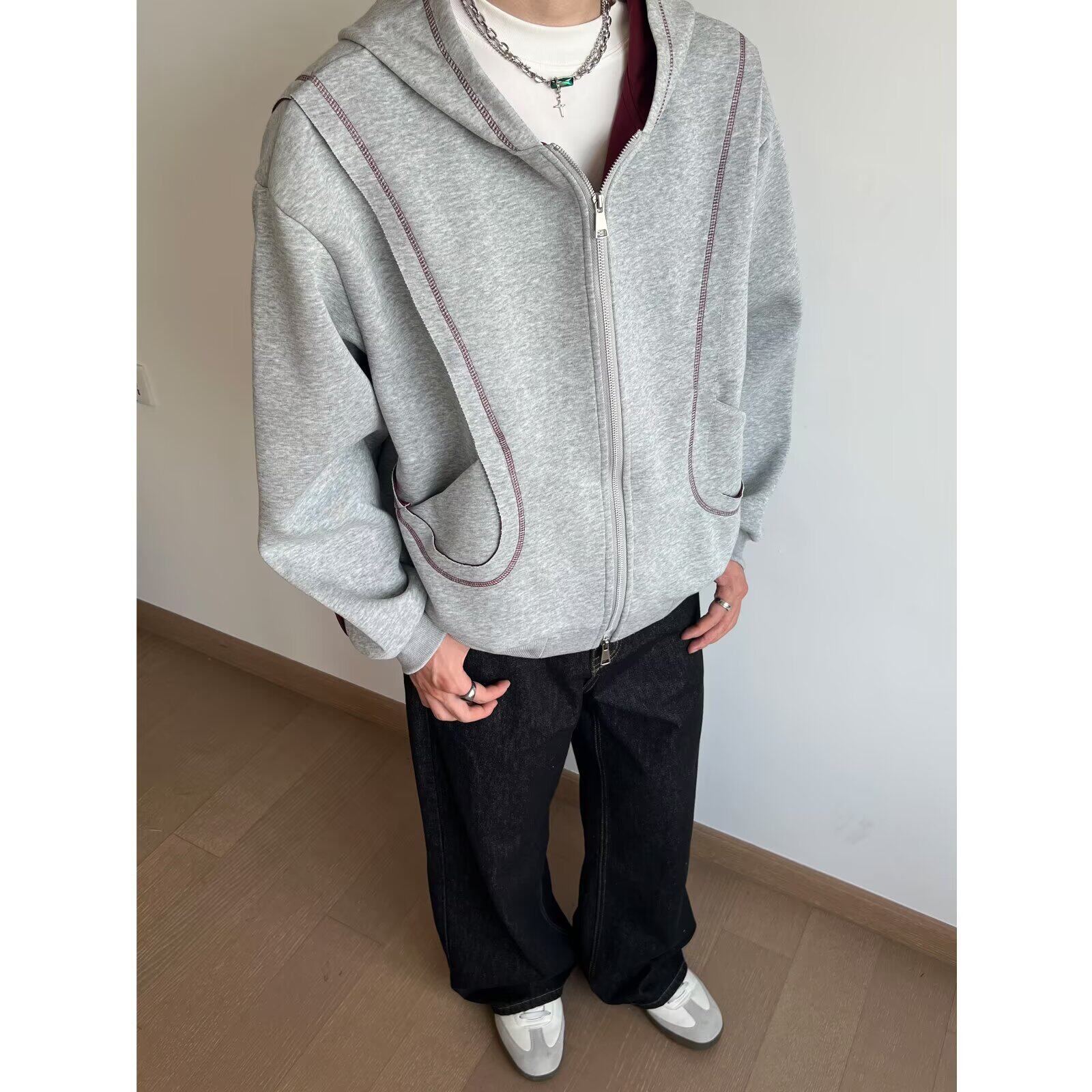 [W2开衫连帽卫衣外套男女宽松基础百搭A079-W138-P55图片