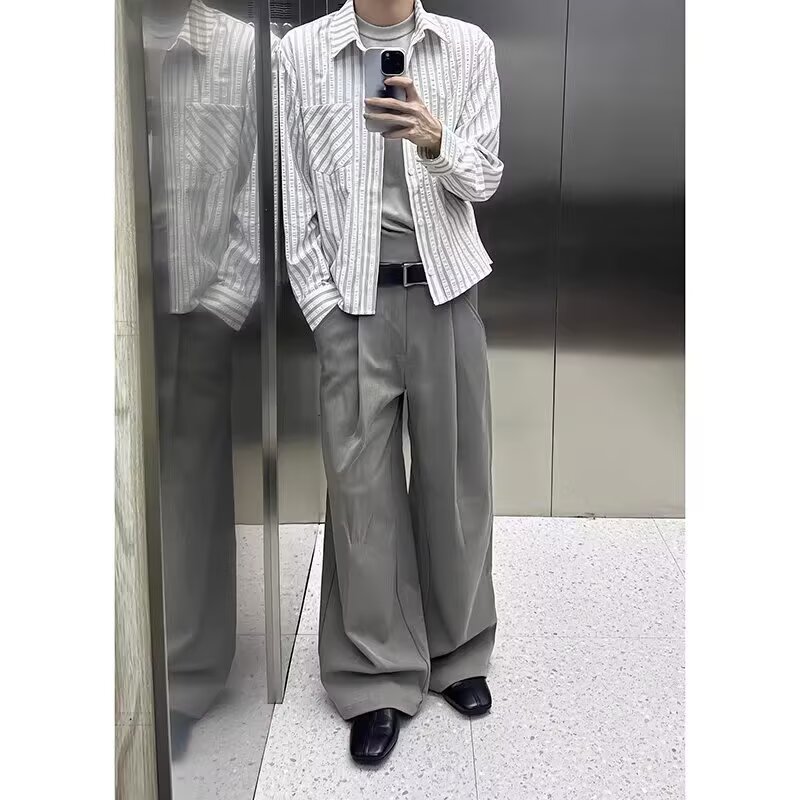 【65】竖条纹衬衫男宽松休闲长袖衬衣潮A079-CS591-P39,男装衬衫,电商A079