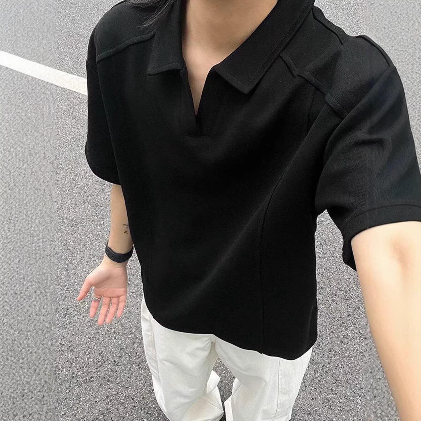 [012]纯色翻领T恤男女长袖T恤polo衫情侣装A079-D910-P30图片