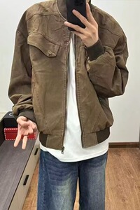 【136】工装夹克男装短款背后铆钉灯芯绒棒球领A079-J83-P65图片