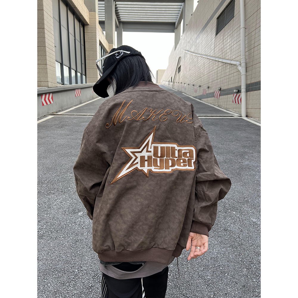 【网77】字母刺绣棒球服夹克男嘻哈宽松小众高街外套A079-G90-P49