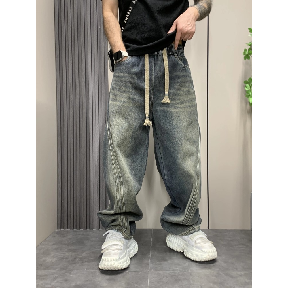 【212】5水洗破洞牛仔裤男宽松直筒休闲长裤潮流A079-N645-P55,男装牛仔裤,电商A079