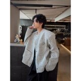 【网23】垫肩开衫无领夹克cleanfit潮A079-J449-P62，男装夹克，电商A079