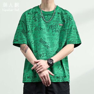 [003圆领满印短袖T恤男士夏宽松休闲大码半袖凉感A079-T281-P30图片
