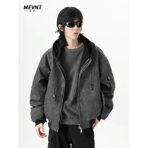 【网159】冬季假两件皮衣外套男夹棉棉服A079-K704-P70图片