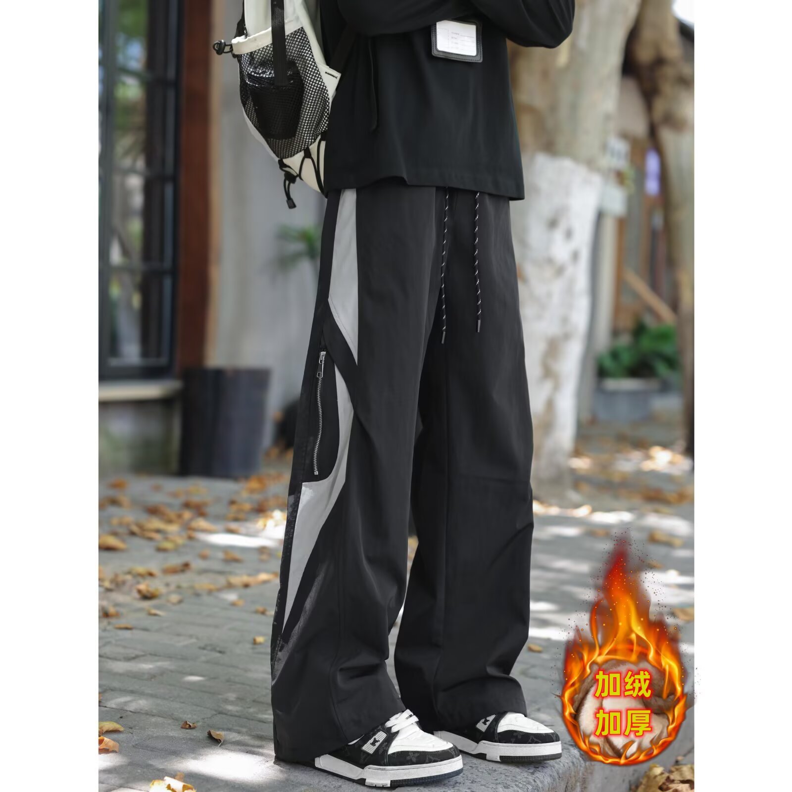 【235】拼色运动休闲裤男女宽松加绒直筒长裤A079-K2201-P43，男装卫衣，电商A079