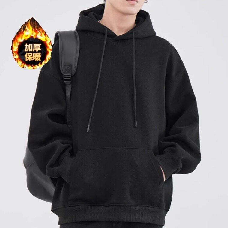 【001】冬季加厚加大码卫衣男宽松连帽衫加绒外套A079-T010-P40,女装短外套,电商A079