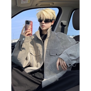 新款 秋季 美式 复古立领皮衣短夹克男A079 P75 M15 网3