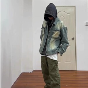 【54】做旧牛仔外套男潮牌高街拼接设计感宽松夹克A079-2115-P59图片