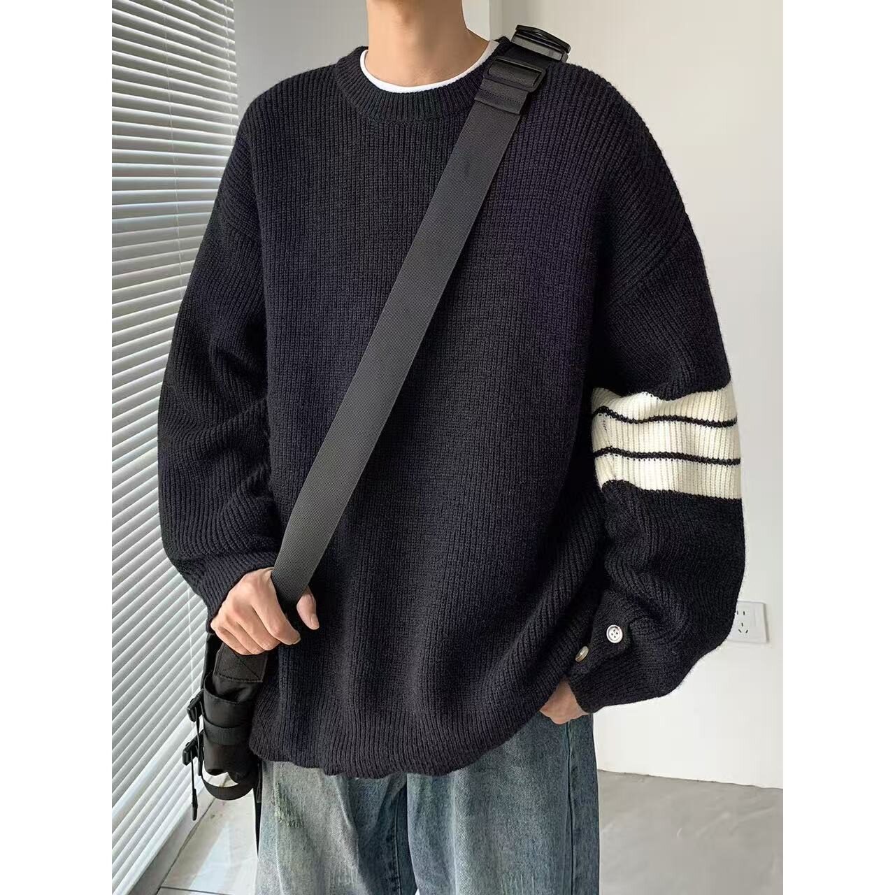 【网2】休闲秋冬款圆领针织衫A079-196-P58，男装针织衫/毛衣，电商A079