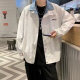 【网136】假两件夹克男士帅加厚港风秋外套A079-J05夹棉-69，男装夹克，电商A079