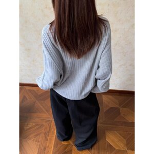 【217】针织衫潮V领长袖T恤正肩修身小数字印花上衣A079-2503-P58图片