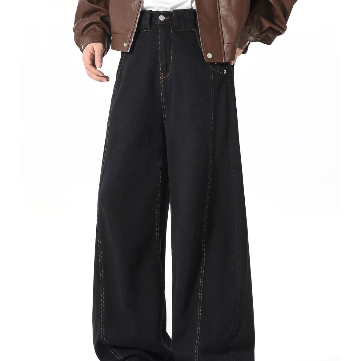 【079】5牛仔裤男士做旧水洗直筒裤宽松休闲长裤A079-K8898-P41