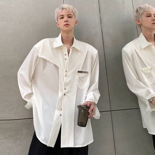 CS0199 情侣款 衬衣A079 P36 纯色立领廓形长袖