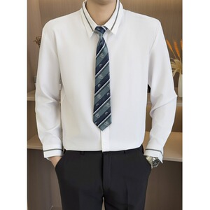 【006】男士衬衫隐藏扣纯色长袖日常商务修身正装A079-Y33-P37,男装衬衫,电商A079