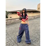 【网60】松紧腰印花直筒卫裤女2025年秋季新A079-3118-P44，男装休闲裤，电商A079