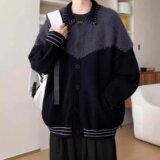 【211】撞色拼接毛衣外套男翻领针织开衫A0789-MY205-P57，男装针织衫/毛衣，电商A079