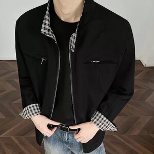 [001]夹克男水洗帆布休闲立领短宽工装外套A079-J380-P63图片