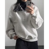 [004]格纹纽扣立领卫衣男款挺情侣短款外套A079-W408-P49，女装短外套，电商A079