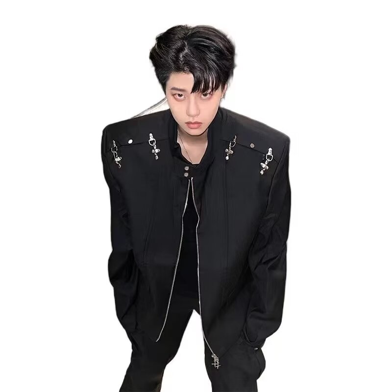 【网12】垫肩西装外套男金属飞机扣设计感夹克A079-2579-P72,男装夹克,电商A079