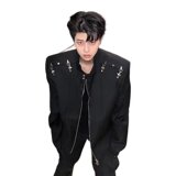 【网12】垫肩西装外套男金属飞机扣设计感夹克A079-2579-P72，男装夹克，电商A079