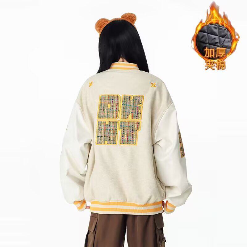 【001】5加绒加厚条纹撞色棒球服插肩袖外套夹克A078-J2512-P74,男装夹克,电商A079