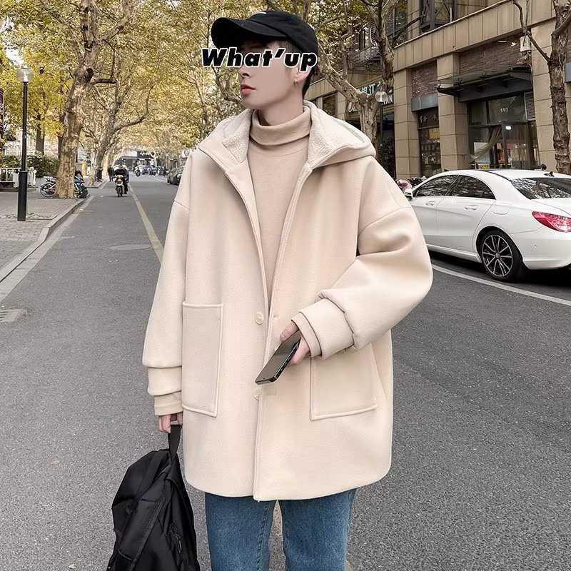 【网136】羊羔毛妮子大衣男士冬季加厚毛呢外套A079-J51-P85