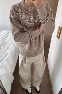 【7】5开衫毛衣男女秋冬季保暖宽松提花外套A079MY9817-P57图片