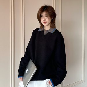 [289拼接撞色设计感长袖卫衣2025春季新款A079-7380-P57图片