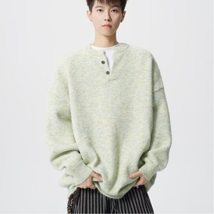 250 MY154 25圆领套头加厚青年针织衫 毛衣带纽扣A079 P59 男士