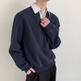 【52】假两件衬衫领卫衣百搭痞帅休闲长袖A079-C193-P42，男装衬衫，电商A079