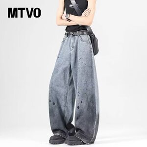 【54】25弯刀牛仔裤女宽松直筒垂感显瘦阔腿休闲裤A079-K8262-P49图片