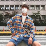 【网59】彩虹格子衬衫男长袖宽松A079-C76-P30，男装衬衫，电商A079