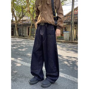 【网76】做旧微喇牛仔裤拖地阔腿长裤A079-A711-P58图片