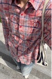 【网3】刺绣格子衬衫男女秋季长袖翻领衬衣A079-CS106-P42，男装衬衫，电商A079
