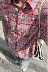 【网3】刺绣格子衬衫男女秋季长袖翻领衬衣A079-CS106-P42图片