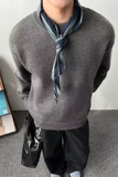 【网41】2025撞色2025灰色圆领针织毛衣男A079-M5807-P55，男装针织衫/毛衣，电商A079