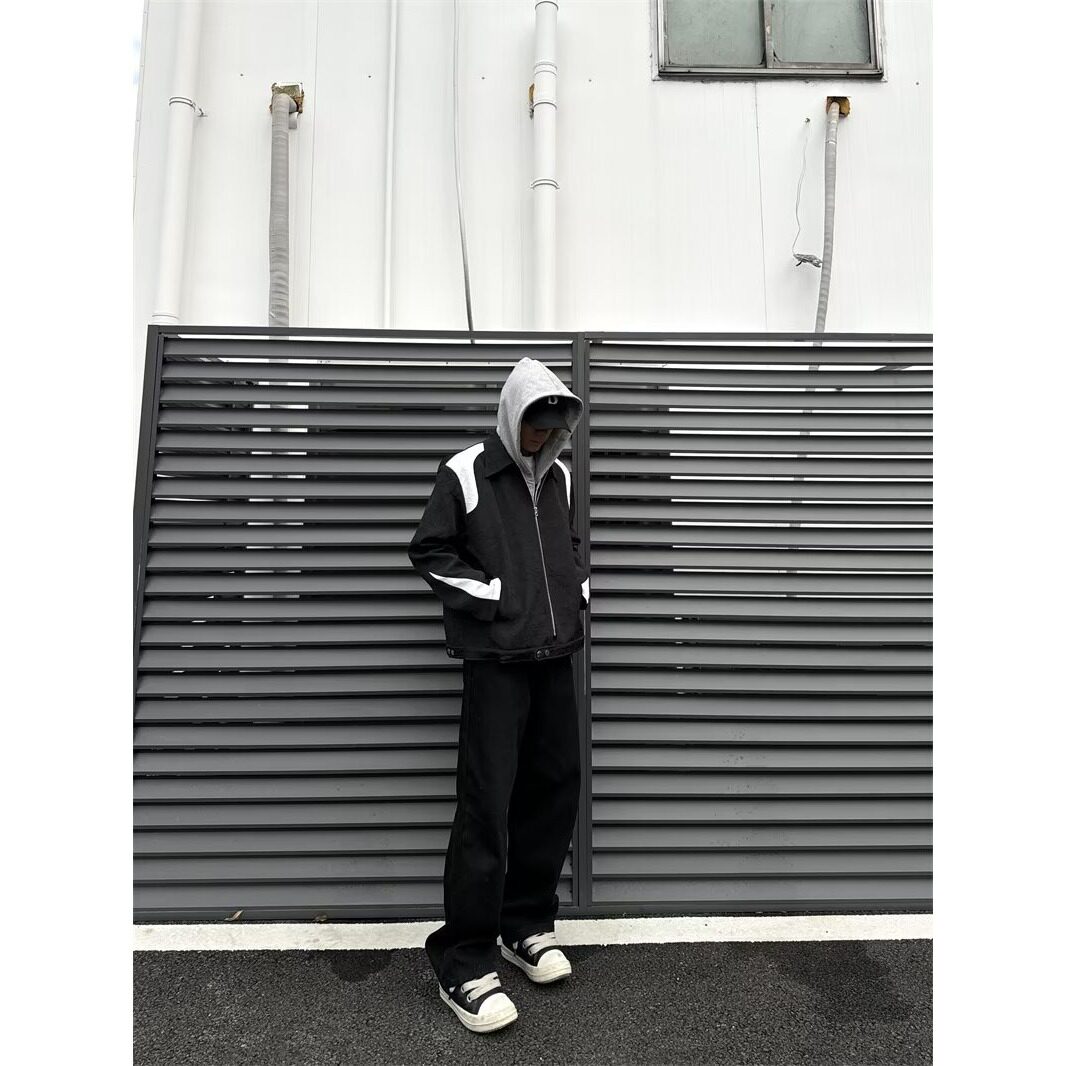 【001】夹克外套黑白拼接褶皱夹克A079-J06-P66,男装夹克,电商A079