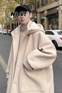 【网136】羊羔毛妮子大衣男士冬季加厚毛呢外套A079-J51-P85图片