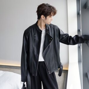 [001]休闲短款皮衣外套男款宽松立领皮夹克A079-J783-P80图片