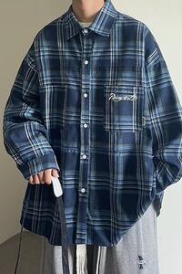 【网图4】格子长袖衬衫男女春秋季A079-7002-P36图片