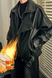 [【网15】加绒加厚皮夹克新款宽松A079-J5211-P95加绒加厚图片