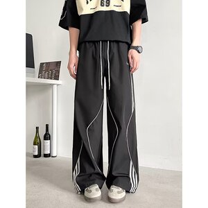 【网图有货4】复古条纹拼接户外休闲运动裤男女A079-5019-P37图片